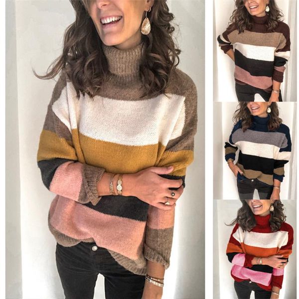 women's sweaters clothing high-neck stitching & jumpers ladies striped ol pullovers plus size female winter clothes, White;black
women's sweaters clothing high-neck stitching & jumpers ladies striped ol pullovers plus size female winter clothes, White;black