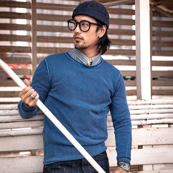 men's t-shirts red indigo kendo long sleeve t shirts men sashiko crew neck tee, White;black 
men's t-shirts red indigo kendo long sleeve t shirts men sashiko crew neck tee, White;black