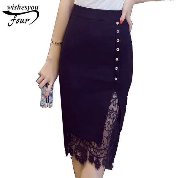 women's skirt high waist pencil summer fashion women knee length lace patchwork lady formal s plus size167a30 210521, Black
women's skirt high waist pencil summer fashion women knee length lace patchwork lady formal s plus size167a30 210521, Black