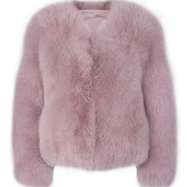 women's fur & faux women real jacket lady natural winter full pelt coat, Black