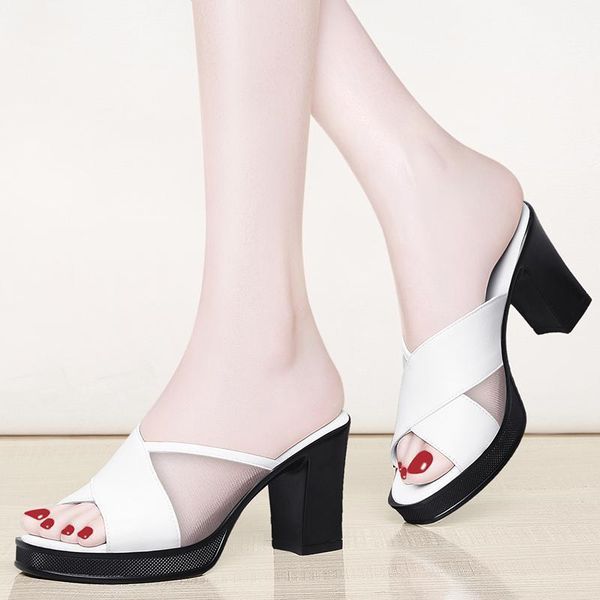 white patent leather mesh platform square high heel slipper luxury open toe ladies shoes elegant non-slip home slides slippers, Black
white patent leather mesh platform square high heel slipper luxury open toe ladies shoes elegant non-slip home slides slippers, Black
