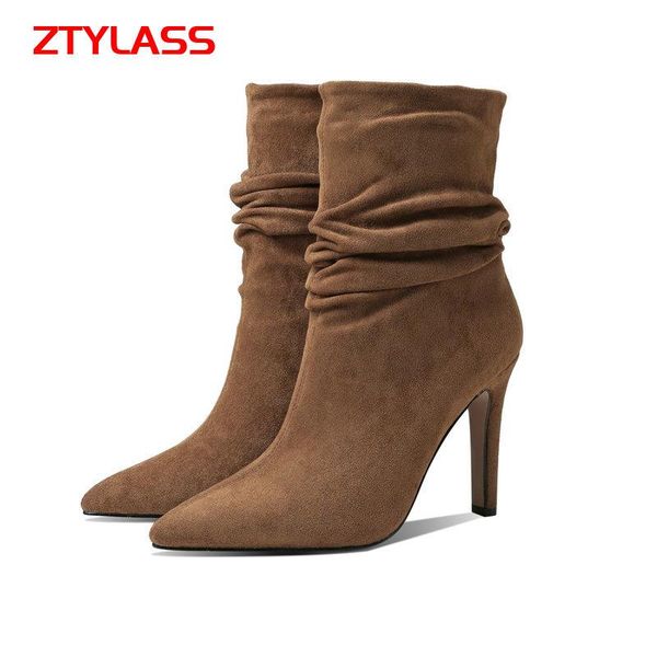 boots 2021 autumn winter women fashion slip on pleated faux suede thin high heel pointed toe shoes woman plus size, Black
boots 2021 autumn winter women fashion slip on pleated faux suede thin high heel pointed toe shoes woman plus size, Black