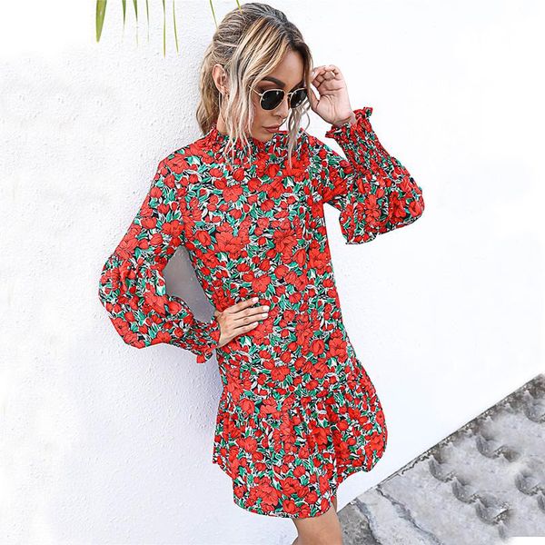mini dress autumn spring long sleeve casual red floral print ruffle loose fitted dresses for women trendy fall 2021, Black;gray
mini dress autumn spring long sleeve casual red floral print ruffle loose fitted dresses for women trendy fall 2021, Black;gray