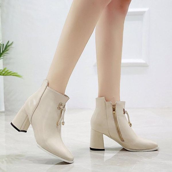 boots women side zipper square toe bare british style thick heel short wild non-slip high heeled shoes, Black
boots women side zipper square toe bare british style thick heel short wild non-slip high heeled shoes, Black