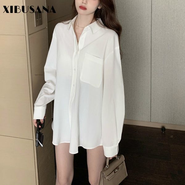 women loose blouse shirts spring female ol style long sleeve mujer single-breasted one pocket outwear sun protection 210423, White
women loose blouse shirts spring female ol style long sleeve mujer single-breasted one pocket outwear sun protection 210423, White