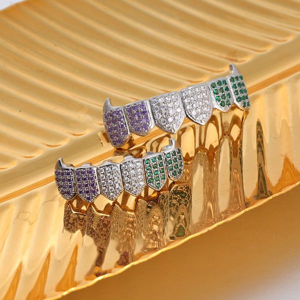 new hip hop braces color micro inlaid zircon gold teeth hiphop nightclub accessories, Silver
new hip hop braces color micro inlaid zircon gold teeth hiphop nightclub accessories, Silver