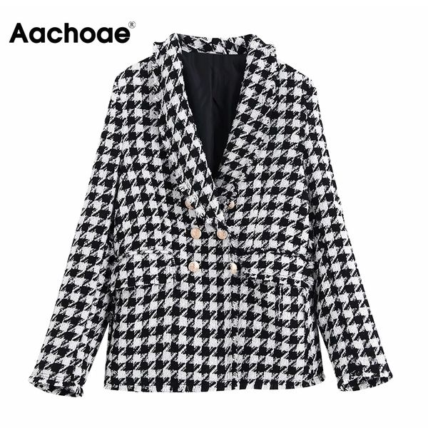 elegant houndstooth blazer women double breasted office plaid coat shawl collar tassel vintage blazer suits ropa mujer, Black;white
elegant houndstooth blazer women double breasted office plaid coat shawl collar tassel vintage blazer suits ropa mujer, Black;white