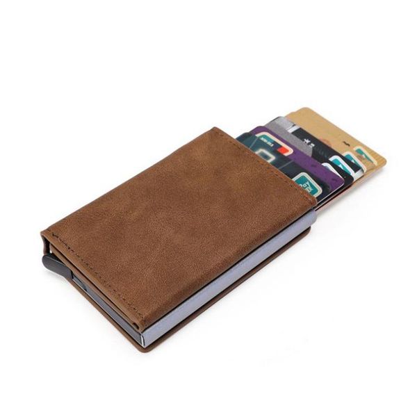 card holders anti rfid pu leather magnet men slim wallet metal bank id holder money bag smart magic purse aluminum case, Brown;gray
card holders anti rfid pu leather magnet men slim wallet metal bank id holder money bag smart magic purse aluminum case, Brown;gray