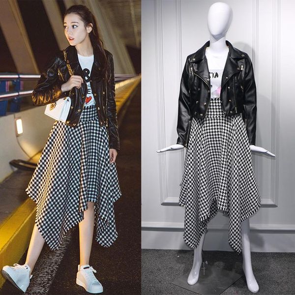 women's two piece pants women set 2021 autumn black pu leather metal buckle jacket+print houndstooth skirt chinese actress clothing fem, White
women's two piece pants women set 2021 autumn black pu leather metal buckle jacket+print houndstooth skirt chinese actress clothing fem, White