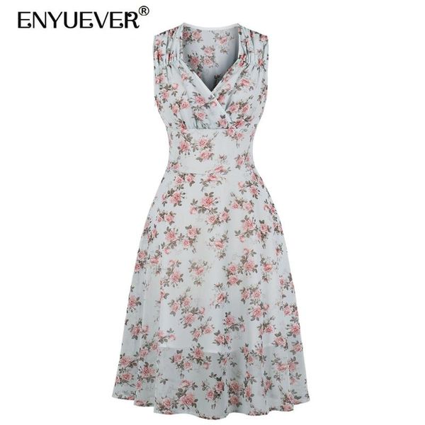 enyuever elegant women dress summer vintage clothes sleeveless v neck high waist floral print chiffon beach party casual dresses, Black;gray
enyuever elegant women dress summer vintage clothes sleeveless v neck high waist floral print chiffon beach party casual dresses, Black;gray