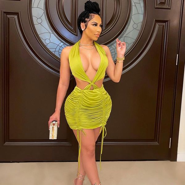 casual dresses ruched shirring halter mini dress women hollow out backless party package hip 2021 summer female clothing streetwear, Black;gray
casual dresses ruched shirring halter mini dress women hollow out backless party package hip 2021 summer female clothing streetwear, Black;gray