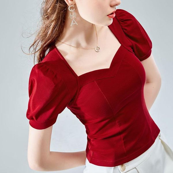 women's blouses & shirts french blouse women summer casual retro sweet solid color dark red puff sleeve vintage pin up shirt female off, White
women's blouses & shirts french blouse women summer casual retro sweet solid color dark red puff sleeve vintage pin up shirt female off, White