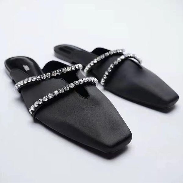 black sandals women's square head bright ornaments fashion rhinestone flat bottom muller shoes slippers
black sandals women's square head bright ornaments fashion rhinestone flat bottom muller shoes slippers