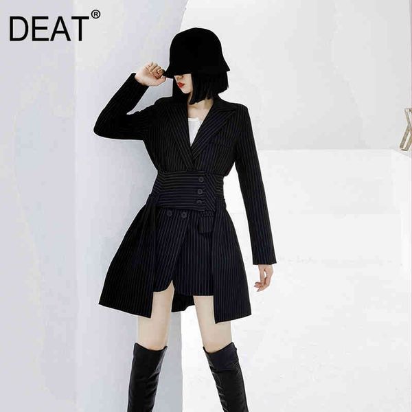 black striped pleated medium length jacket niche design asymmetric two piece skirt suit spring and autumn gx1164 210421, White
black striped pleated medium length jacket niche design asymmetric two piece skirt suit spring and autumn gx1164 210421, White