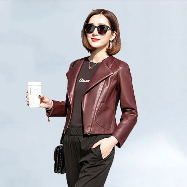 women's leather & faux spring coat genuine sheepskin real jacket korean short black coats jaqueta feminina 951 044b
women's leather & faux spring coat genuine sheepskin real jacket korean short black coats jaqueta feminina 951 044b