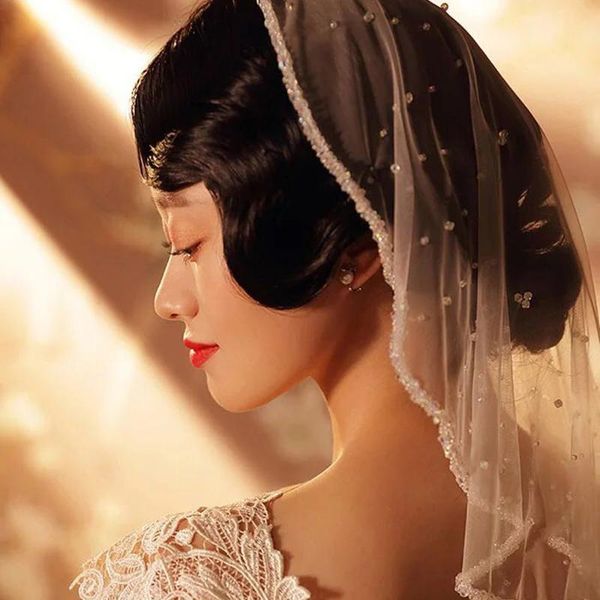 bridal veils short crystal beads wedding veil luxurious ivory white beaded party accessories, Black
bridal veils short crystal beads wedding veil luxurious ivory white beaded party accessories, Black