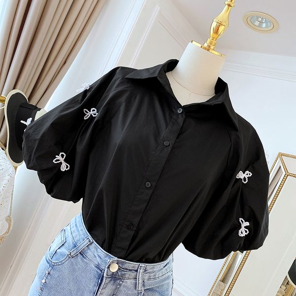 popular lantern sleeve shirt for women summer new all-match blouse short sleeve polo collar solid colour simple blusas, White
popular lantern sleeve shirt for women summer new all-match blouse short sleeve polo collar solid colour simple blusas, White
