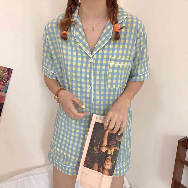 summer pajamas set short sleeve women sleepwear plaid home suit turn collar cotton loose shorts pijamas casual purple y026, Black;red
summer pajamas set short sleeve women sleepwear plaid home suit turn collar cotton loose shorts pijamas casual purple y026, Black;red