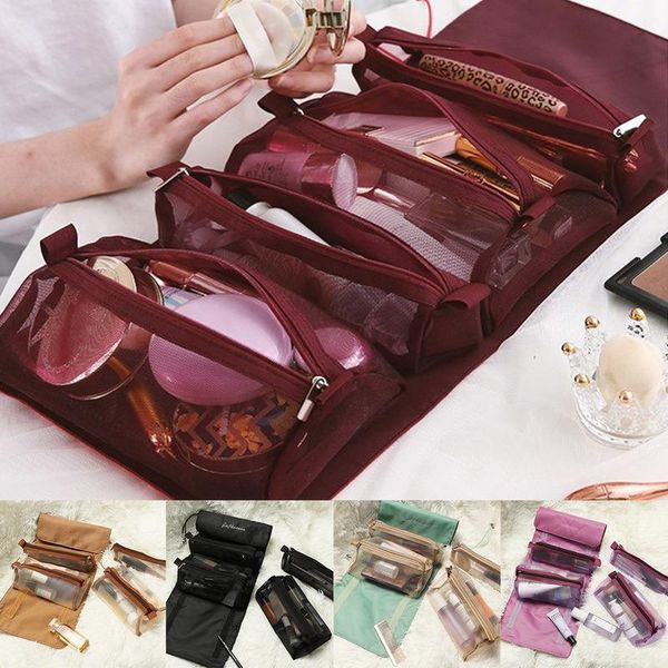 women's cosmetic bag foldable travel organizer hanging nylon mesh separable toiletry pouch rope storage makeup kosmetyczka bags 
women's cosmetic bag foldable travel organizer hanging nylon mesh separable toiletry pouch rope storage makeup kosmetyczka bags