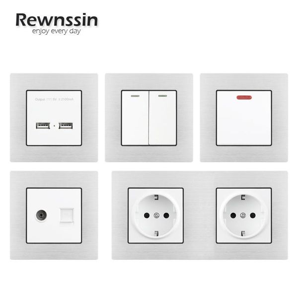 smart home control rewnssin white brushed aluminum panel eu wall socket rocker light switch high-power rj45 tv satellite data jack
smart home control rewnssin white brushed aluminum panel eu wall socket rocker light switch high-power rj45 tv satellite data jack