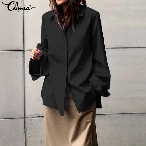 women's blouses & shirts fashion women and long sleeve celmia solid autumn lapel blouse office casual loose blusas oversized tunic, White
women's blouses & shirts fashion women and long sleeve celmia solid autumn lapel blouse office casual loose blusas oversized tunic, White