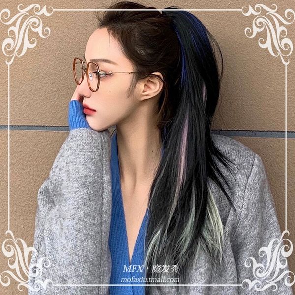 wig braid twist high temperature silk women's middle long hair ponytail see detail dyeing net red highlights gradually change, Black
wig braid twist high temperature silk women's middle long hair ponytail see detail dyeing net red highlights gradually change, Black