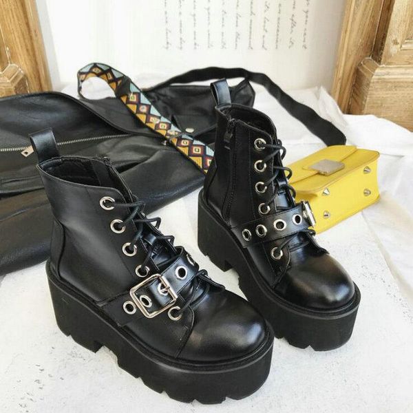 boots 2021 women punk buckle ankle high heels 8cm platform motorcycle ladies round toe wedges shoes, Black
boots 2021 women punk buckle ankle high heels 8cm platform motorcycle ladies round toe wedges shoes, Black