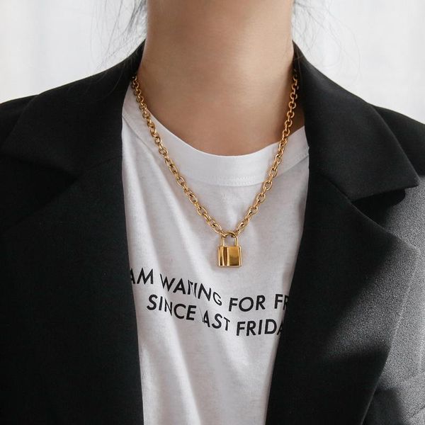 pendant necklaces yun ruo not fade hip- gold color thick chain lock necklace fashion titanium stainless steel jewelry woman accessory, Silver
pendant necklaces yun ruo not fade hip- gold color thick chain lock necklace fashion titanium stainless steel jewelry woman accessory, Silver