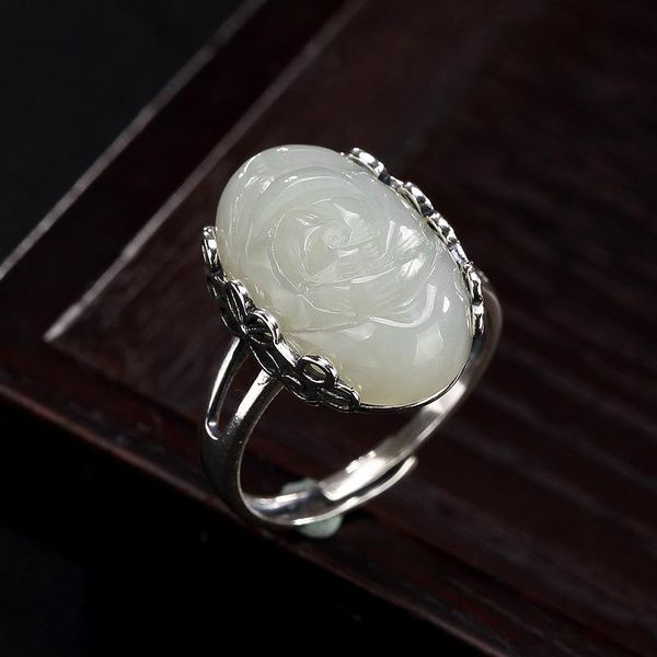 cluster rings natural open 925 sterling silver inlaid hetian jade lotus retro for women temperament, Golden;silver
cluster rings natural open 925 sterling silver inlaid hetian jade lotus retro for women temperament, Golden;silver