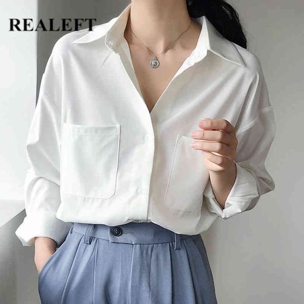 one pockets white formal women's blouse long sleeve office lady shirts elegant female loose spring 210428
one pockets white formal women's blouse long sleeve office lady shirts elegant female loose spring 210428
