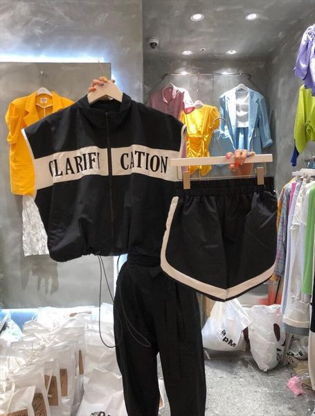 han guodong door summer womenpant fashion colours letters draw string elastic pants zipper sleeveless two piece women, White
han guodong door summer womenpant fashion colours letters draw string elastic pants zipper sleeveless two piece women, White