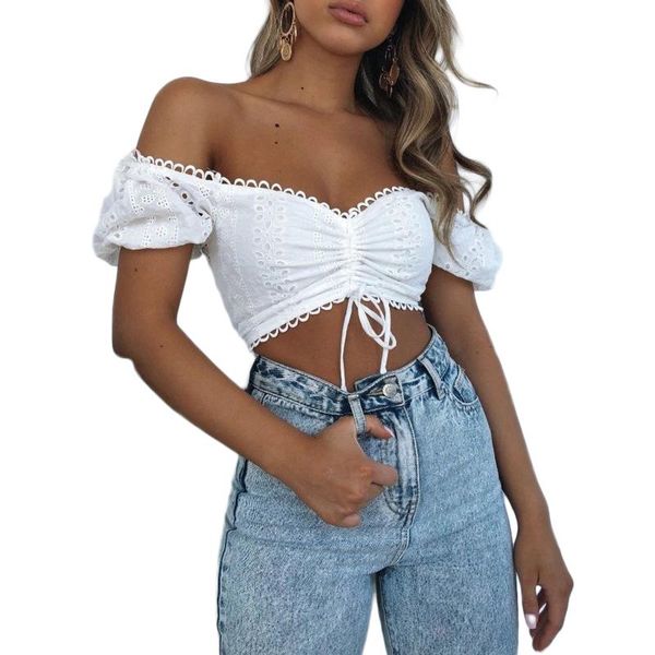 women's t-shirt 2021 fashion off shoulder crop hollow out lace up chest vest elastic back short garment streetwear, White
women's t-shirt 2021 fashion off shoulder crop hollow out lace up chest vest elastic back short garment streetwear, White