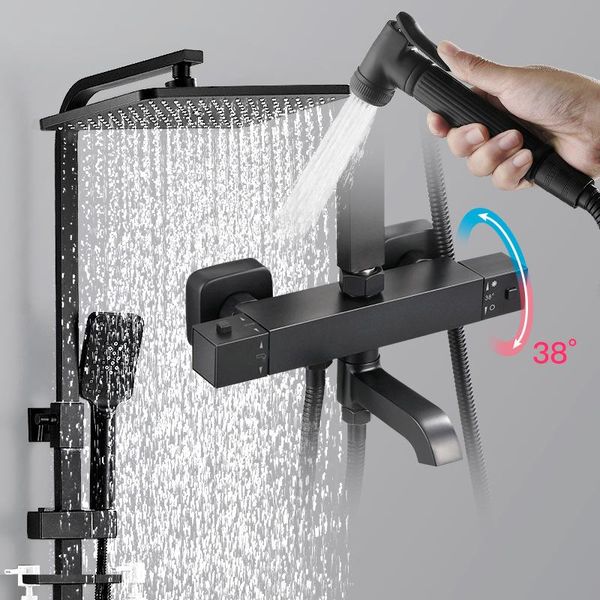 black shower faucets thermostatic water for bathroom mixer rainfall faucet system thermostat tap at7 sets
black shower faucets thermostatic water for bathroom mixer rainfall faucet system thermostat tap at7 sets