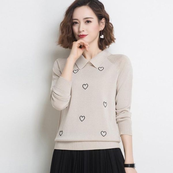 women's sweaters autumn and winter loose long-sleeved sweater women foreign style doll collar female knitted printed jumpers, White;black
women's sweaters autumn and winter loose long-sleeved sweater women foreign style doll collar female knitted printed jumpers, White;black