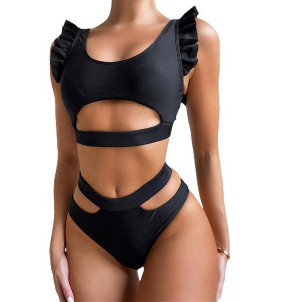 women's swimwear women two-piece swimsuit bikini + briefs ruffle solid color hollow summer clothing, White;black
women's swimwear women two-piece swimsuit bikini + briefs ruffle solid color hollow summer clothing, White;black