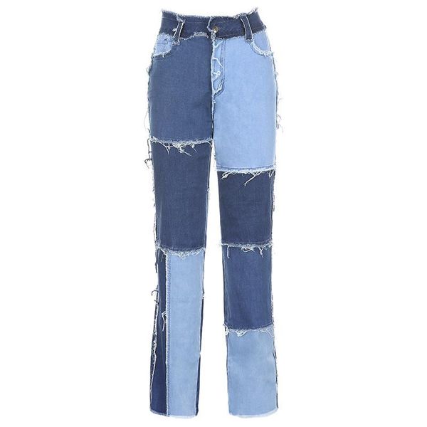 woman fashion highstreet patchwork high waist vintage straight pants jeans ladies denim trousers women's & capris, Black;white 
woman fashion highstreet patchwork high waist vintage straight pants jeans ladies denim trousers women's & capris, Black;white
