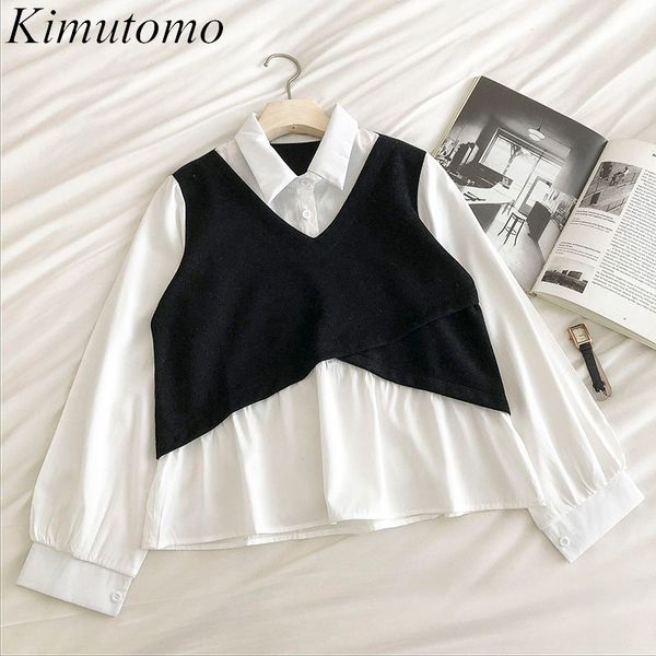 kimutomo women fake two piece patchwork blouses chic rregular ladies turn-down collar solid korea fashion spring 210521, White
kimutomo women fake two piece patchwork blouses chic rregular ladies turn-down collar solid korea fashion spring 210521, White