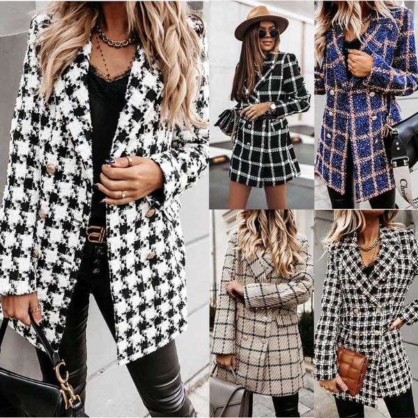 women's wool & blends european-american polyester autumn winter printed lapel jacket long, Black
women's wool & blends european-american polyester autumn winter printed lapel jacket long, Black