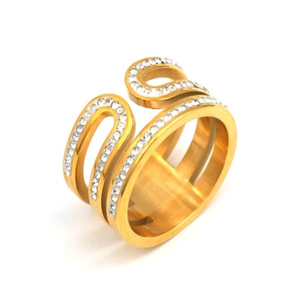 wedding rings pz stainless steel jewelry womens finger gold three layers with crystals trendy couple for wome, Slivery;golden 
wedding rings pz stainless steel jewelry womens finger gold three layers with crystals trendy couple for wome, Slivery;golden