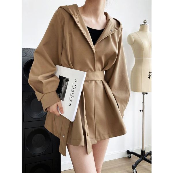 women's trench coats lvowe autumn style korean temperament elegant skirt-style waist tie ladies windbreaker profile hooded jacket women, Tan;black
women's trench coats lvowe autumn style korean temperament elegant skirt-style waist tie ladies windbreaker profile hooded jacket women, Tan;black