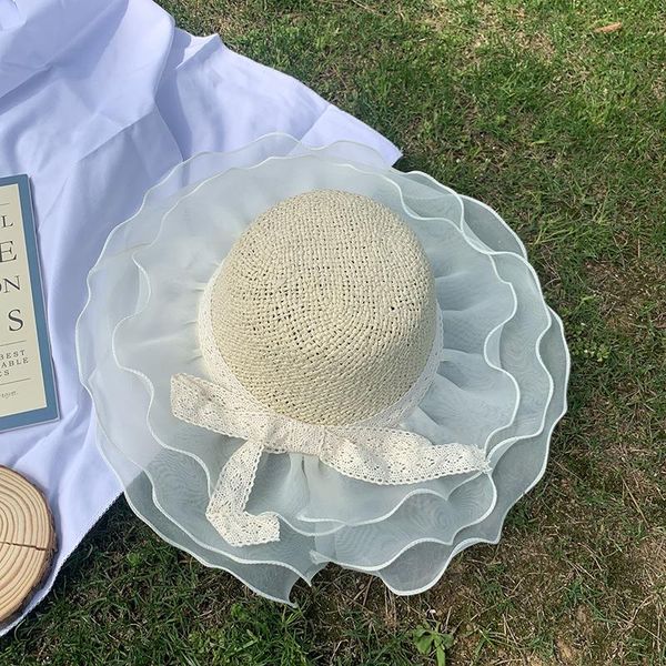 children's summer straw hat lace bowknot girls fisherman cap organza outing sunshade breathable beach sun caps & hats, Yellow
children's summer straw hat lace bowknot girls fisherman cap organza outing sunshade breathable beach sun caps & hats, Yellow