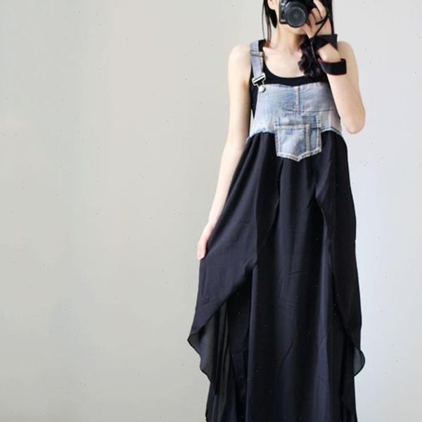 women dress summer casual jeans splicing chiffon strap ruffles dresses plus size party sukienki vestidos robe femme, Black;gray
women dress summer casual jeans splicing chiffon strap ruffles dresses plus size party sukienki vestidos robe femme, Black;gray