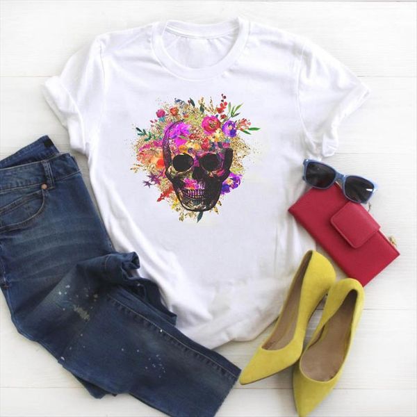 summer skull paint short sleeve womens t shirt clothes graphic printed kawaii tees female, White
summer skull paint short sleeve womens t shirt clothes graphic printed kawaii tees female, White