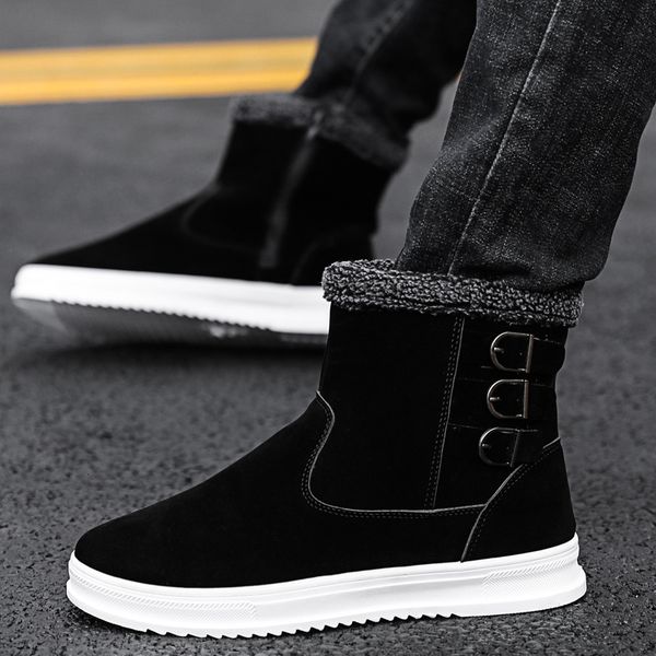winter new warm plush men's shoes trend high casual martin boots northeast thickened cotton, Black
winter new warm plush men's shoes trend high casual martin boots northeast thickened cotton, Black