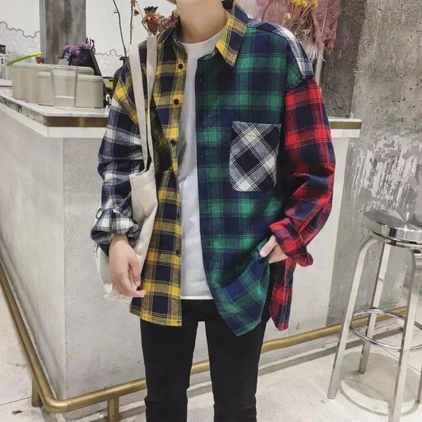 mens oversized cotton plaid shirts hip hop patchwork long sleeve shirt korean harajuku clothing longsleeve for men men's casual, White;black
mens oversized cotton plaid shirts hip hop patchwork long sleeve shirt korean harajuku clothing longsleeve for men men's casual, White;black