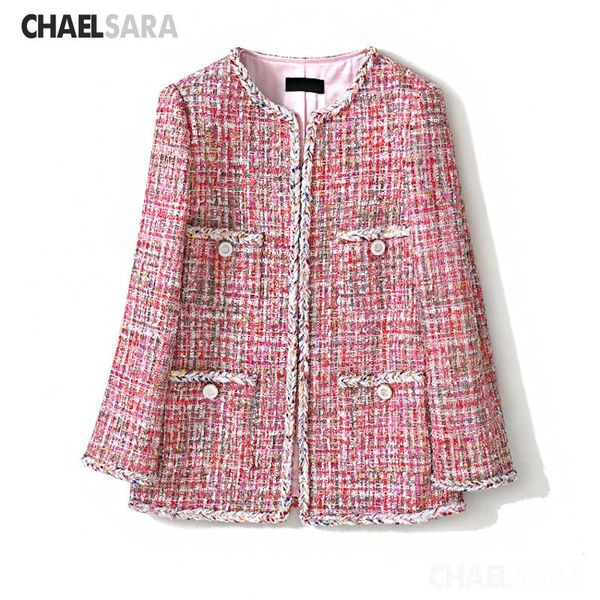 women's jackets 2021 spring autumn pink tweed jacket coat women elegant o neck long female loose outwear, Black;brown
women's jackets 2021 spring autumn pink tweed jacket coat women elegant o neck long female loose outwear, Black;brown
