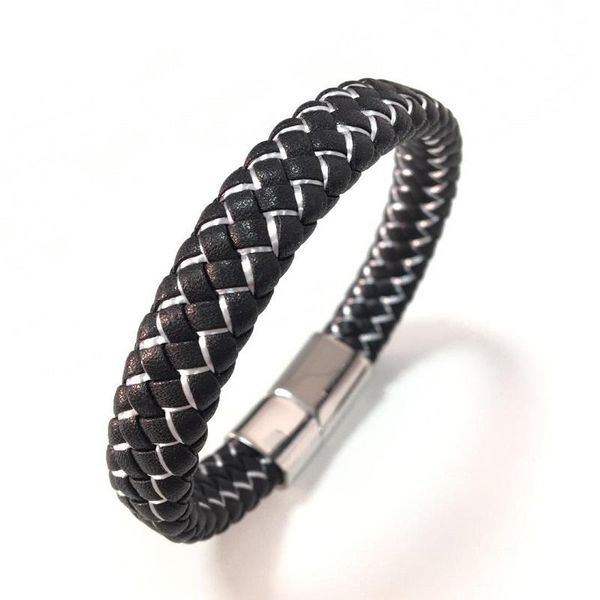 cuff men jewelry punk black braided leather bracelet for stainless steel magnetic clasp fashion bangles male wrist band e1213, White
cuff men jewelry punk black braided leather bracelet for stainless steel magnetic clasp fashion bangles male wrist band e1213, White