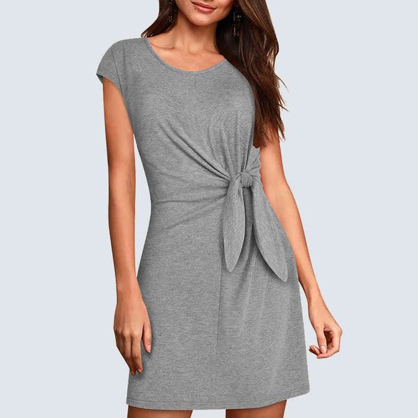 dresses women solid color knot casual brief summer short sleeve stylish lady ha212, Black;gray
dresses women solid color knot casual brief summer short sleeve stylish lady ha212, Black;gray