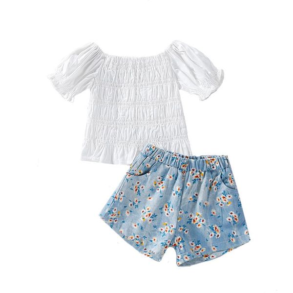 clothing sets 2021 1-6y cute kids baby girl clothes off shoulder white solid pleated blouse floral print denim shorts summer outfits 2pc
clothing sets 2021 1-6y cute kids baby girl clothes off shoulder white solid pleated blouse floral print denim shorts summer outfits 2pc
