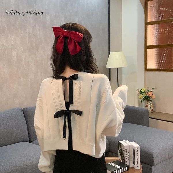 women's sweaters whitney wang 2021 autumn fashion streetwear japan style sweet back split bow ribbons sweater women jumper pullover pul, White;black
women's sweaters whitney wang 2021 autumn fashion streetwear japan style sweet back split bow ribbons sweater women jumper pullover pul, White;black